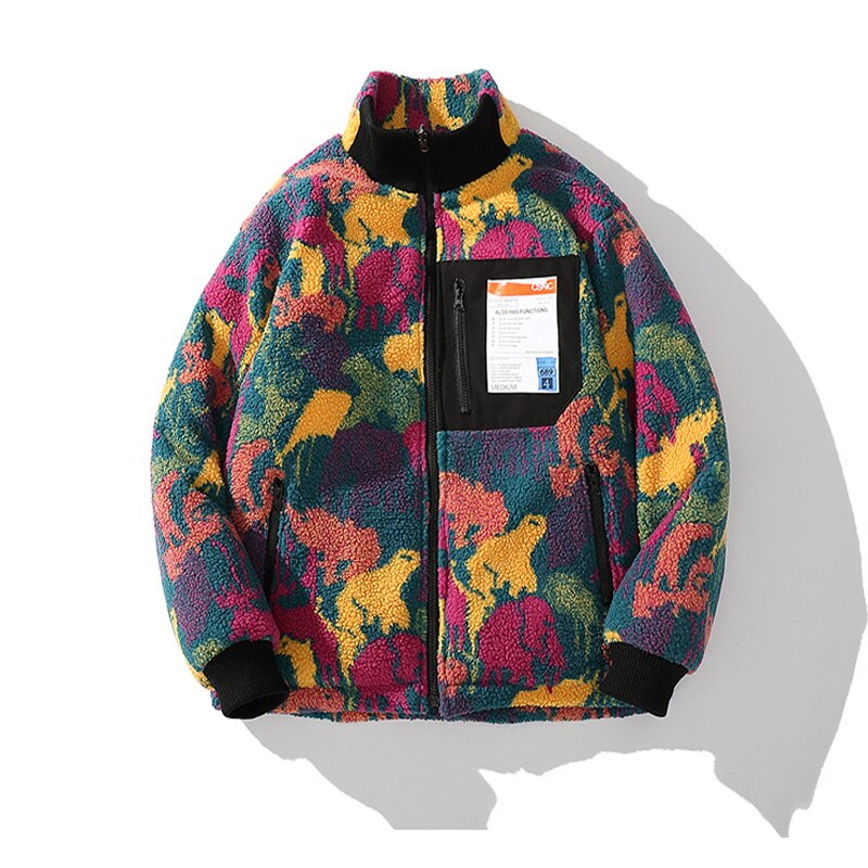 하라주쿠 양면 착용 양털 파카 자켓 남성용, 다채로운 색상, 위장, 스트리트웨어, 따뜻하고 두꺼운 코트, 2020 겨울
